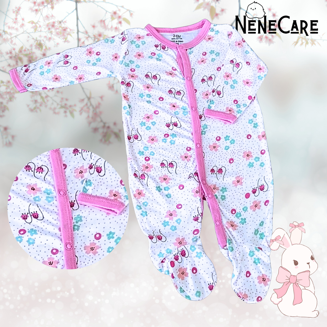 SET DE 2 MAMELUCOS Y PAÑALERO PARA BEBITA 3 A 6 MESES