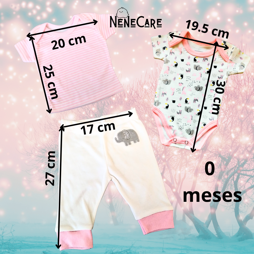 CONJUNTO PARA BEBITA RECIEN NACIDA 0 MESES