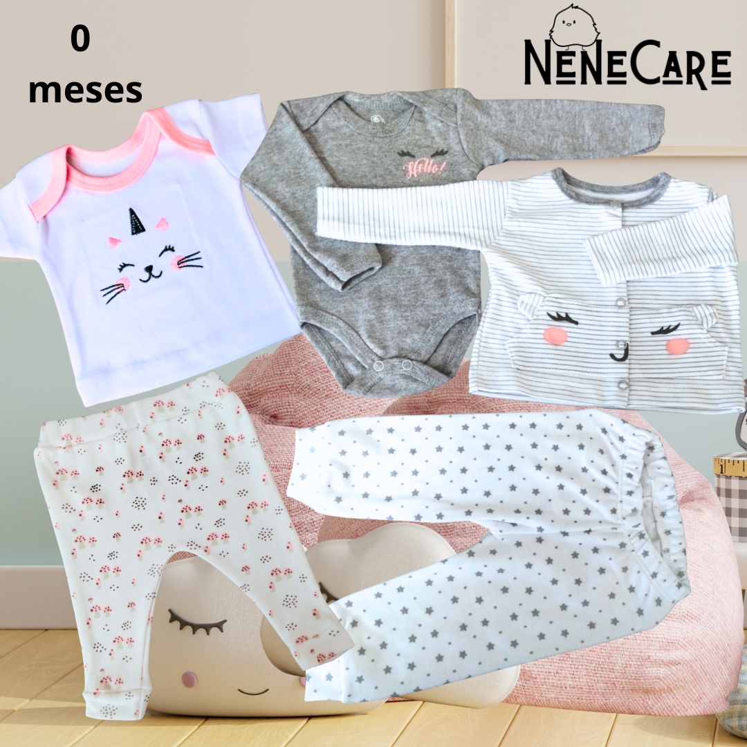 SET DE 5 PIEZAS BEBE DE 0 MESES