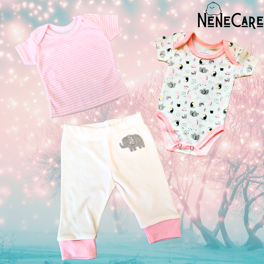CONJUNTO PARA BEBITA RECIEN NACIDA 0 MESES
