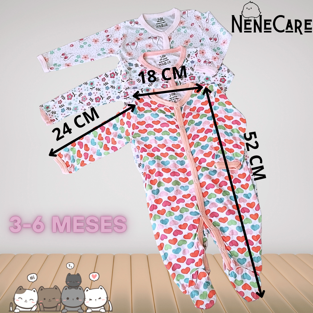SET DE 3 MAMELUCOS DE BEBITA 3 A 6 MESES